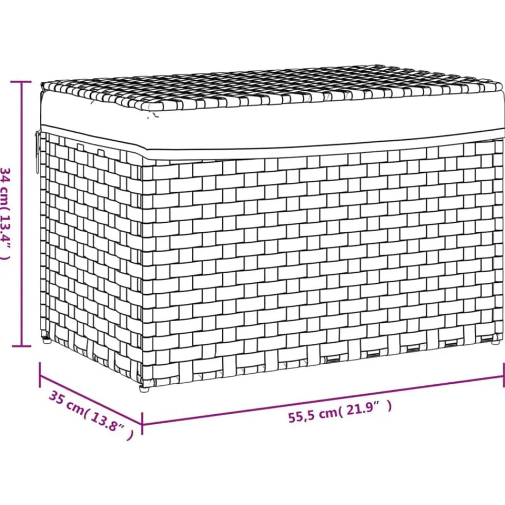 vidaXL Cesto para ropa sucia con tapa ratán marrón oscuro 55,5x35x34cm Marrón oscuro Best
