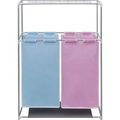 vidaXL Cesto ropa sucia con 2 compartimentos y tendedero Hot