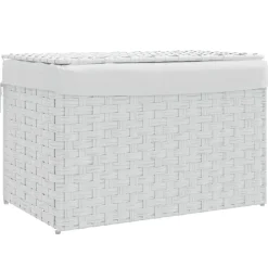 vidaXL Cesto ropa sucia con tapa ratán sintético 55,5x35x34 cm Blanco Best