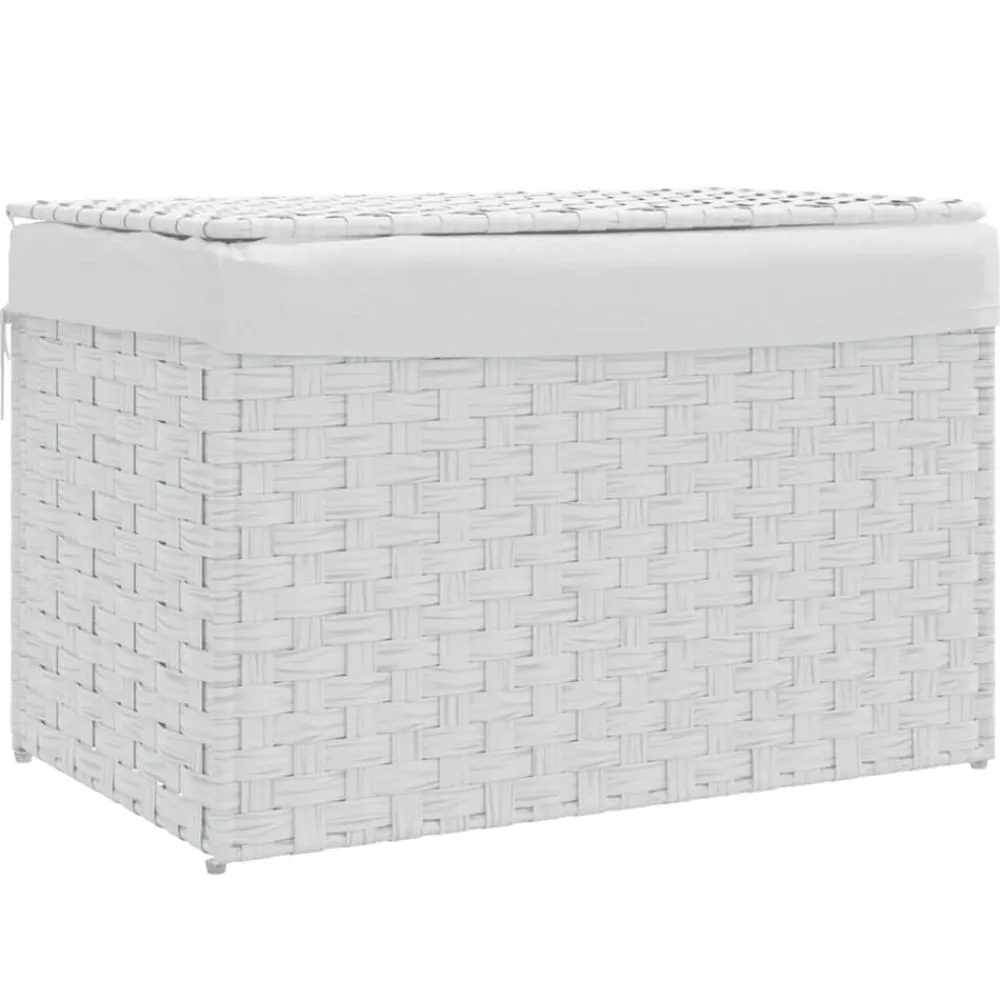 vidaXL Cesto ropa sucia con tapa ratán sintético 55,5x35x34 cm Blanco Best