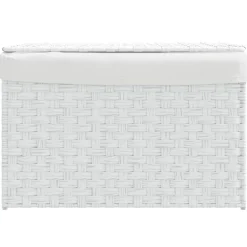 vidaXL Cesto ropa sucia con tapa ratán sintético 55,5x35x34 cm Blanco Best