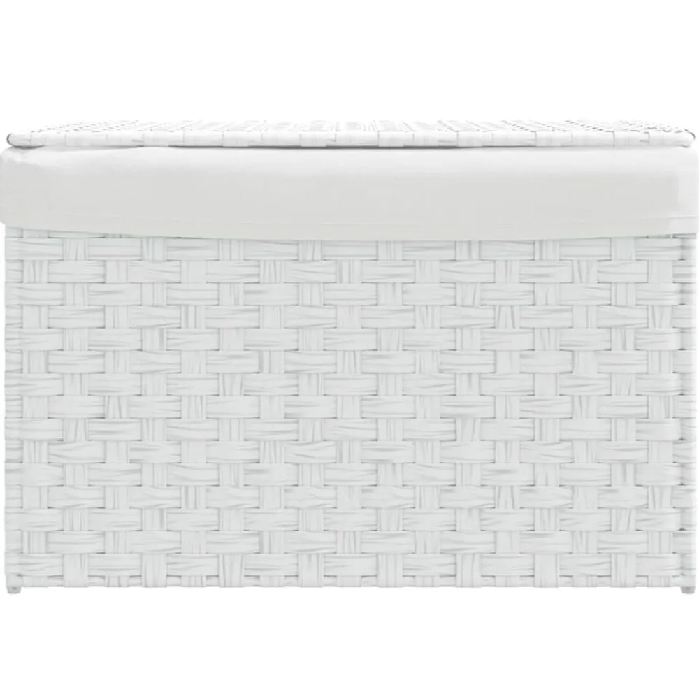 vidaXL Cesto ropa sucia con tapa ratán sintético 55,5x35x34 cm Blanco Best