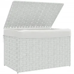vidaXL Cesto ropa sucia con tapa ratán sintético 55,5x35x34 cm Blanco Best