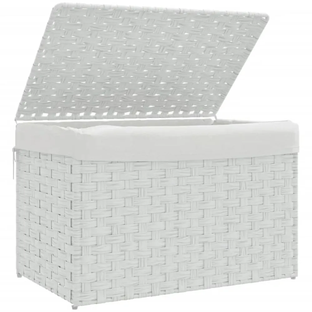 vidaXL Cesto ropa sucia con tapa ratán sintético 55,5x35x34 cm Blanco Best