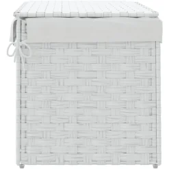 vidaXL Cesto ropa sucia con tapa ratán sintético 55,5x35x34 cm Blanco Best