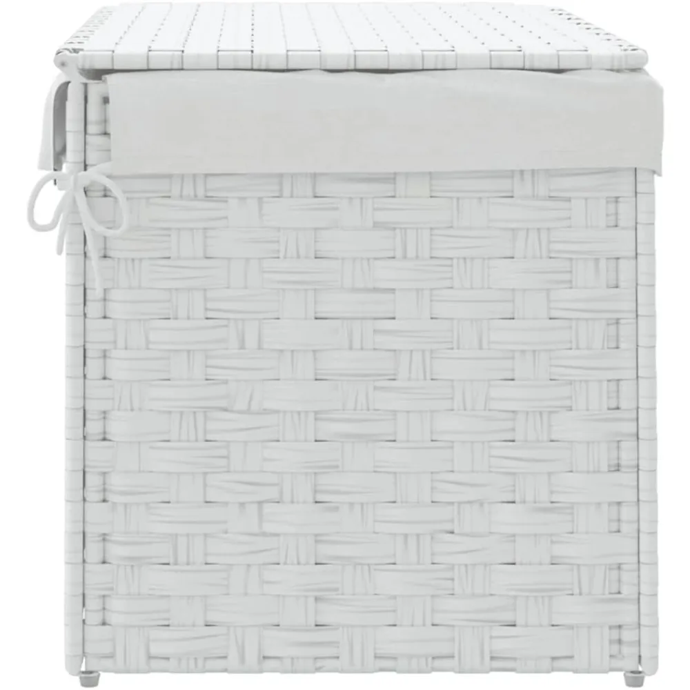 vidaXL Cesto ropa sucia con tapa ratán sintético 55,5x35x34 cm Blanco Best