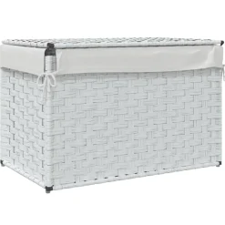 vidaXL Cesto ropa sucia con tapa ratán sintético 55,5x35x34 cm Blanco Best