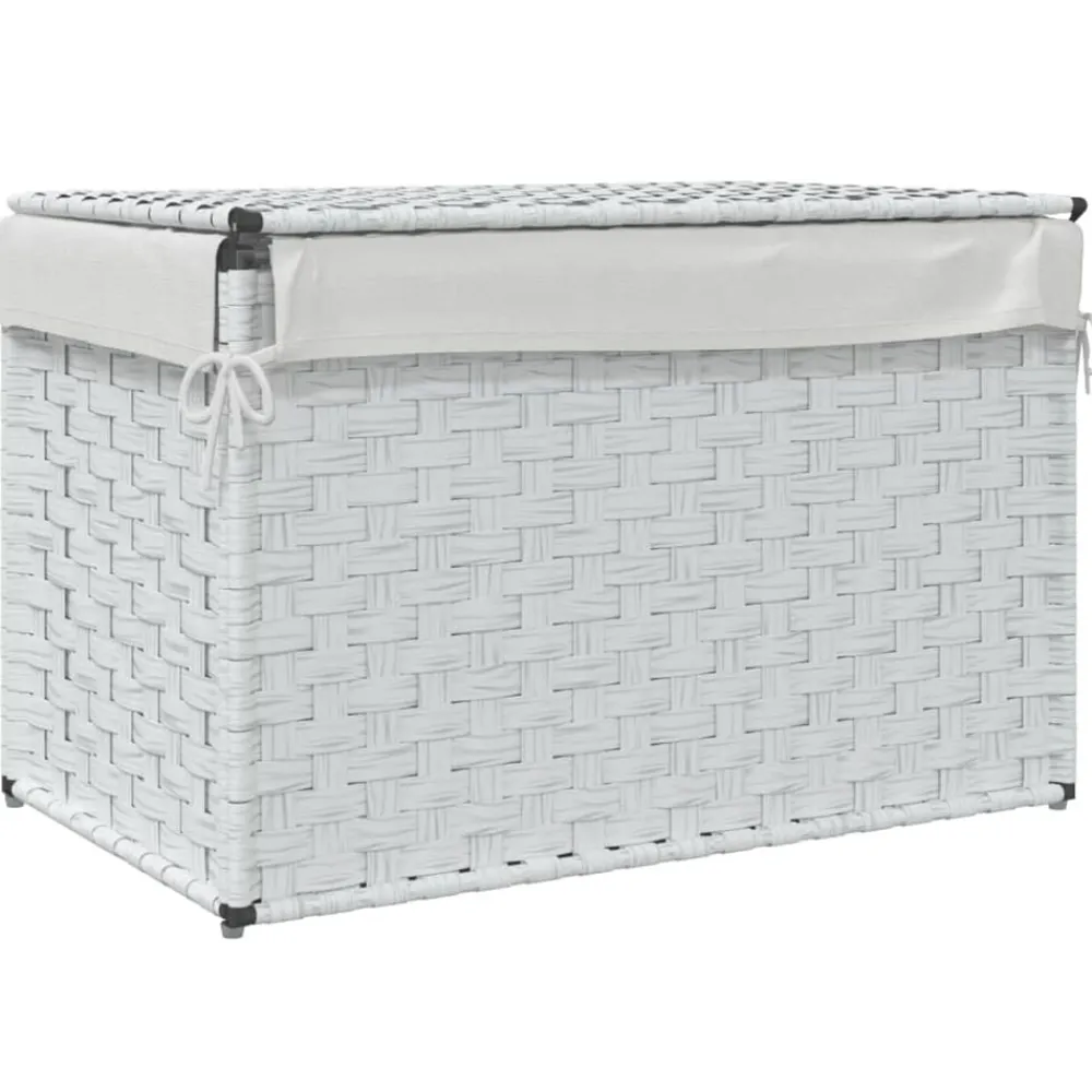 vidaXL Cesto ropa sucia con tapa ratán sintético 55,5x35x34 cm Blanco Best