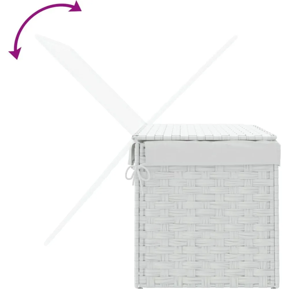 vidaXL Cesto ropa sucia con tapa ratán sintético 55,5x35x34 cm Blanco Best