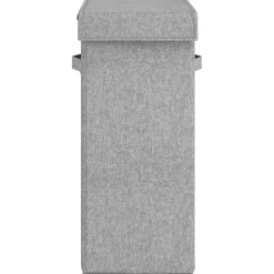 vidaXL Cesto ropa sucia plegable lino sintético gris 26x34,5x59,5 cm New