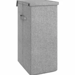 vidaXL Cesto ropa sucia plegable lino sintético gris 26x34,5x59,5 cm New