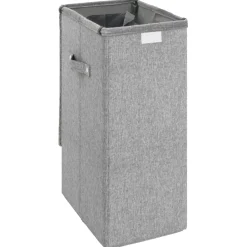 vidaXL Cesto ropa sucia plegable lino sintético gris 26x34,5x59,5 cm New