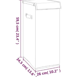 vidaXL Cesto ropa sucia plegable lino sintético gris 26x34,5x59,5 cm New