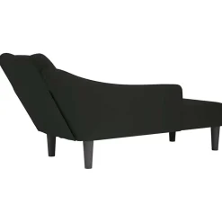 vidaXL Chaise longue con reposabrazos derecho terciopelo Negro Best