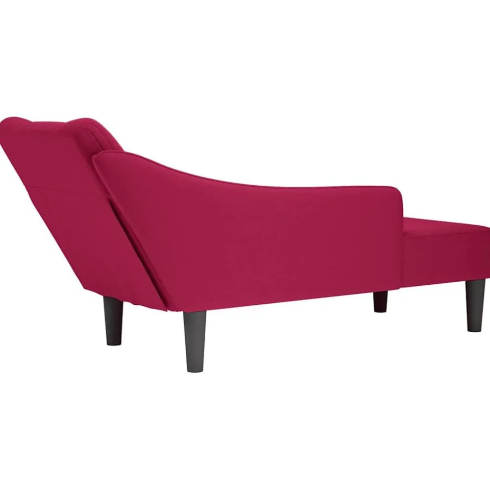 vidaXL Chaise longue con reposabrazos derecho terciopelo rojo vino Rojo vino tinto Hot