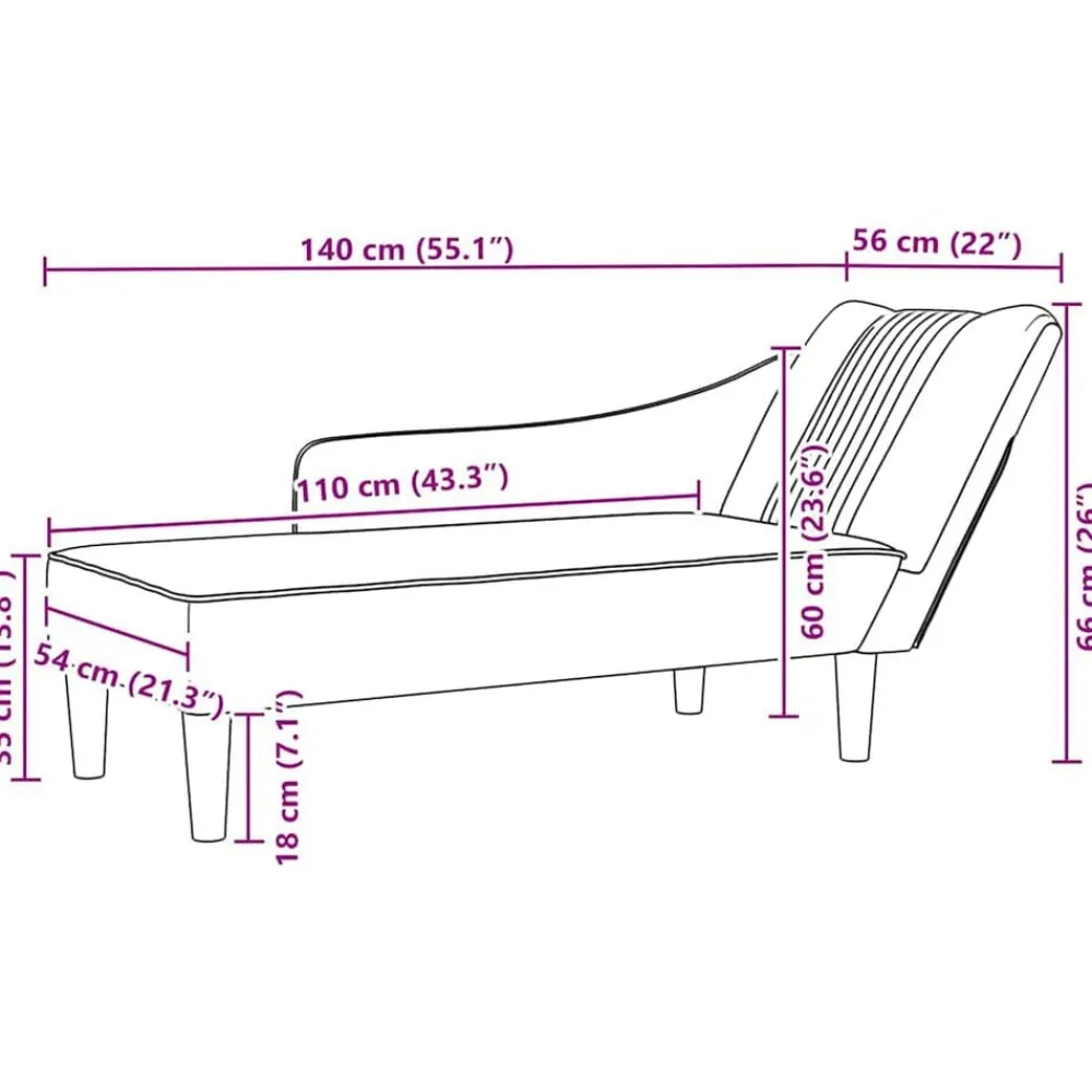 vidaXL Chaise longue con reposabrazos derecho terciopelo rojo vino Rojo vino tinto Hot