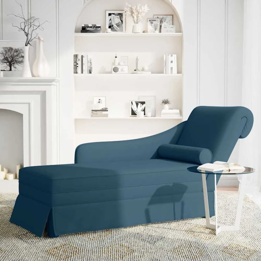 vidaXL Chaise longue respaldo reposabrazos derecho terciopelo Azul Discount