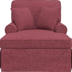 vidaXL Sillas-Chaise Lounge con Falda con cojín 3 pcs Rojo vino tela