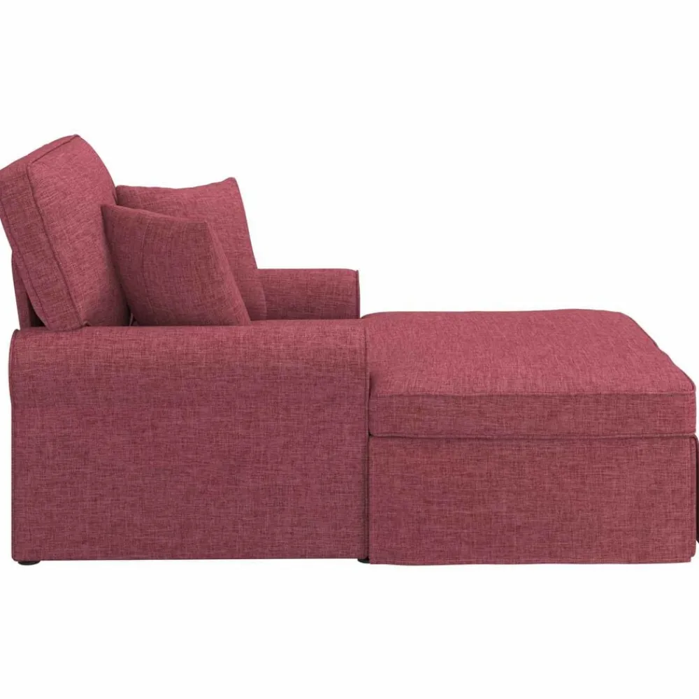 vidaXL Sillas-Chaise Lounge con Falda con cojín 3 pcs Rojo vino tela