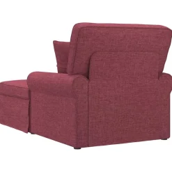 vidaXL Sillas-Chaise Lounge con Falda con cojín 3 pcs Rojo vino tela