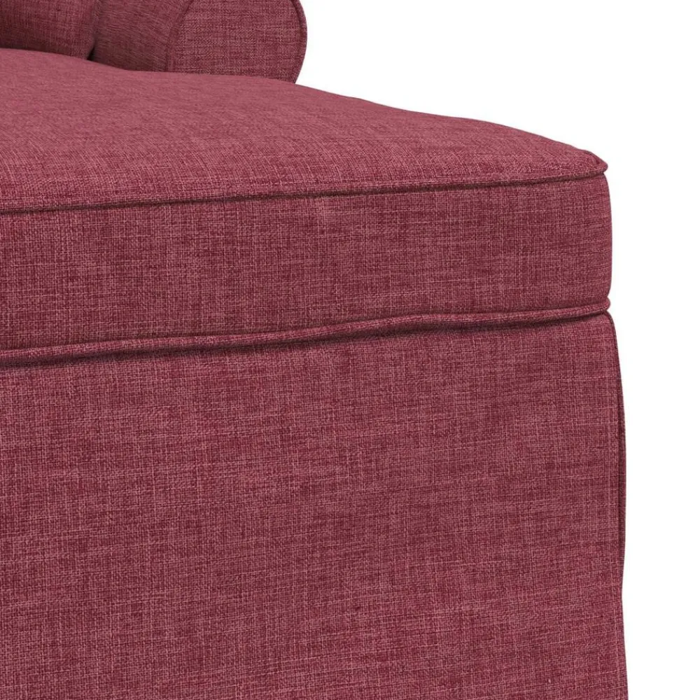 vidaXL Sillas-Chaise Lounge con Falda con cojín 3 pcs Rojo vino tela
