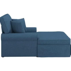 vidaXL Chaise Lounge con Falda con cojín con almohada 3 pcs tela Azul Hot