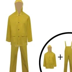 vidaXL Ropa Y Accesorios-Chubasquero impermeable reforzado con capucha 2 pzas L