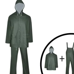 vidaXL Ropa Y Accesorios-Chubasquero impermeable reforzado con capucha 2 pzas XXL
