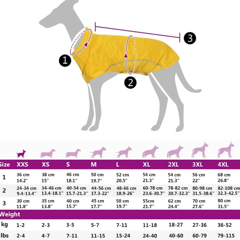 vidaXL Chubasquero para perros con tiras reflectantes XXS Amarillo