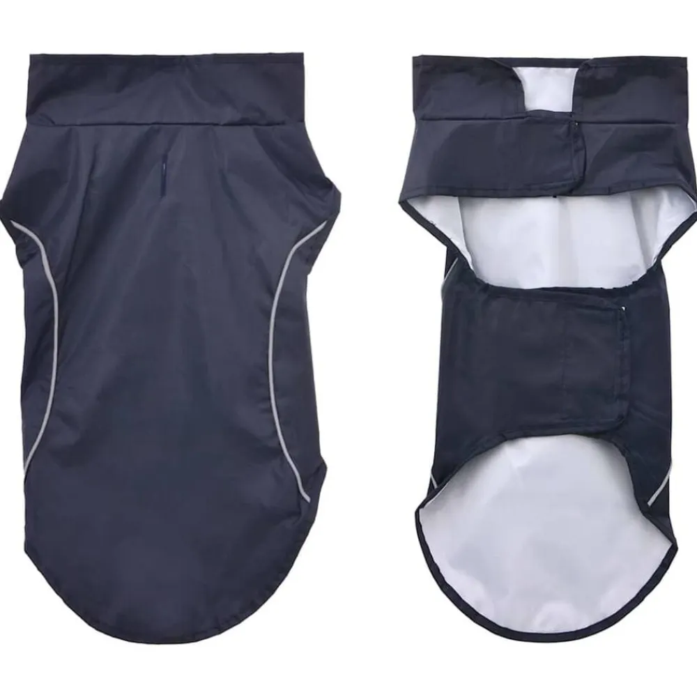 vidaXL Chubasquero perros con tiras reflectantes poliéster azul XXS Azul marino Outlet