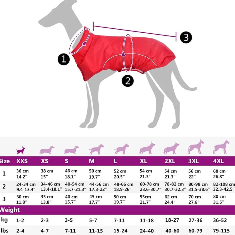 vidaXL Chubasquero perros con tiras reflectantes poliéster XXS Rojo Outlet