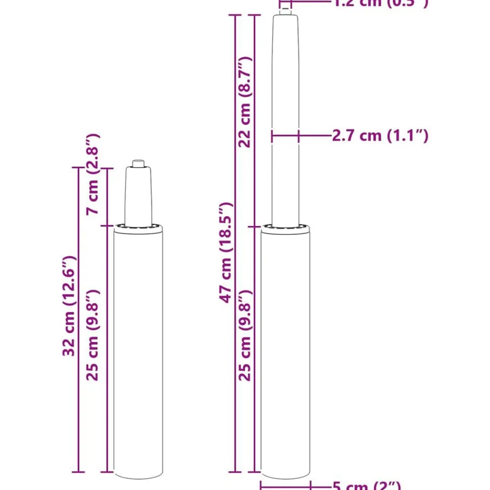 vidaXL Accesorios De Bricolaje-Cilindro de Gas para Silla de Oficina 318-473 mm Hierro