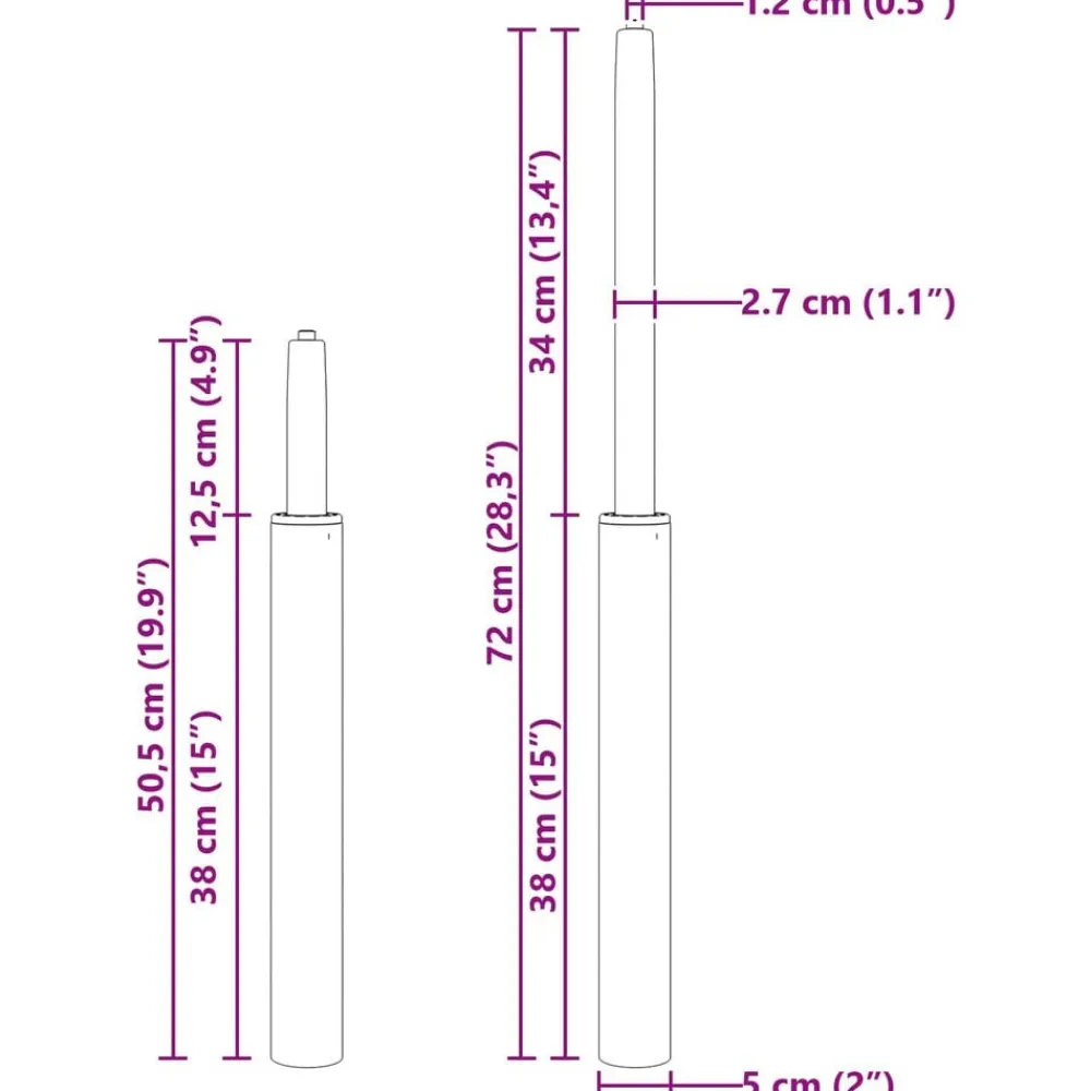 vidaXL Cilindro de Gas para Silla de Oficina 505-720 mm Hierro Cromado Hot