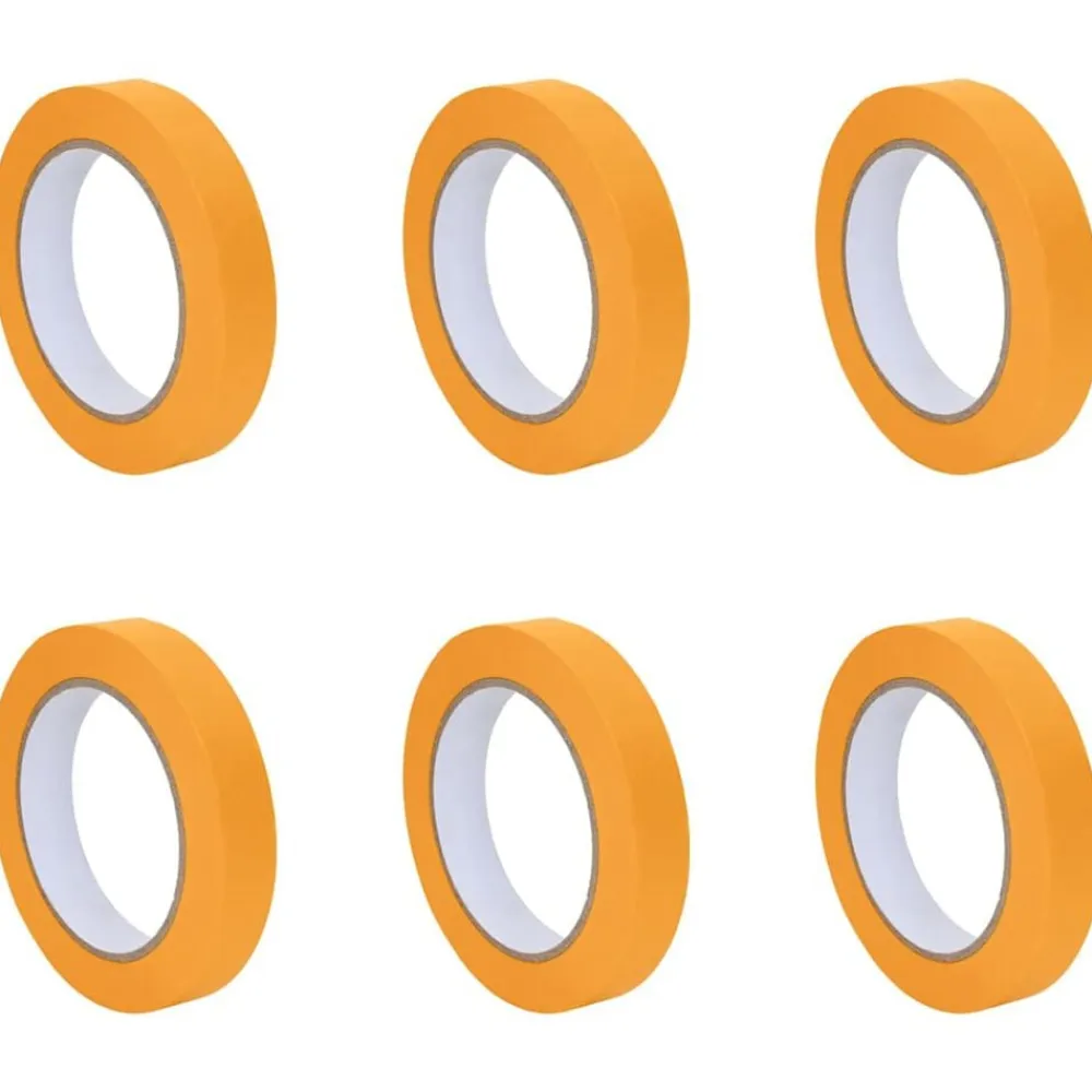 vidaXL Consumibles Para Construcción-Cintas de Enmascarar para Pintores 6 pcs Amarillo 19mm x 50m
