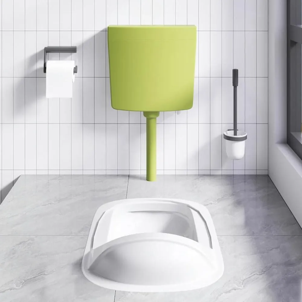 vidaXL Cisterna de inodoro con entrada de agua inferior verde 3/6 L Verde oliva Online