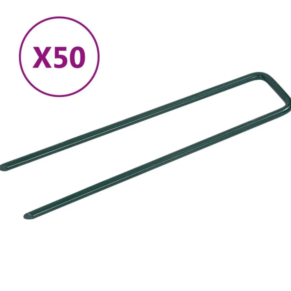 vidaXL Clavos para césped artificial 50 piezas de hierro forma de U Hot
