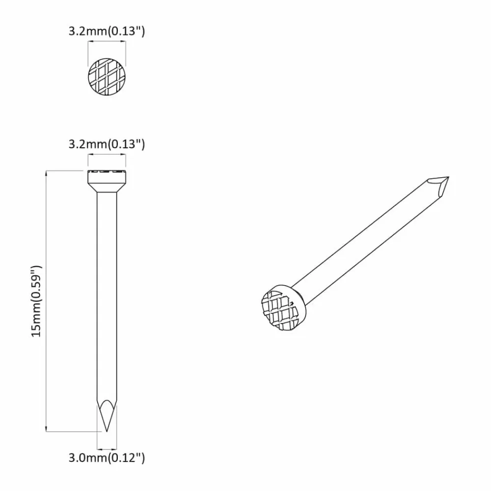 vidaXL Clavos para Madera 2 pcs Plateado Ø 3 x 15 mm Metal Outlet