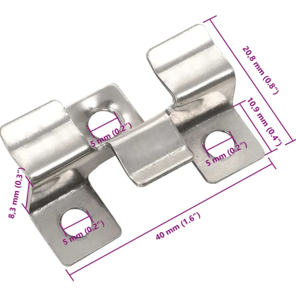 vidaXL Materiales De Construcción-Clips de plataforma 100 uds y 200 tornillos de acero Inoxidable