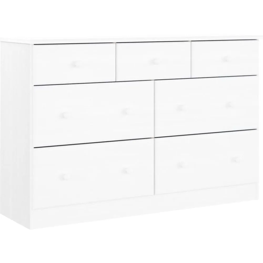 vidaXL Cómoda cajonera ALTA madera maciza pino 112x35x73 cm Blanco Discount