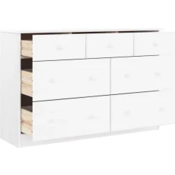 vidaXL Cómoda cajonera ALTA madera maciza pino 112x35x73 cm Blanco Discount