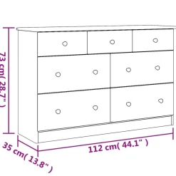 vidaXL Cómoda cajonera ALTA madera maciza pino 112x35x73 cm Blanco Discount