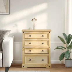 vidaXL Cómoda cajonera Corona madera maciza de pino 92x48x114 cm Outlet