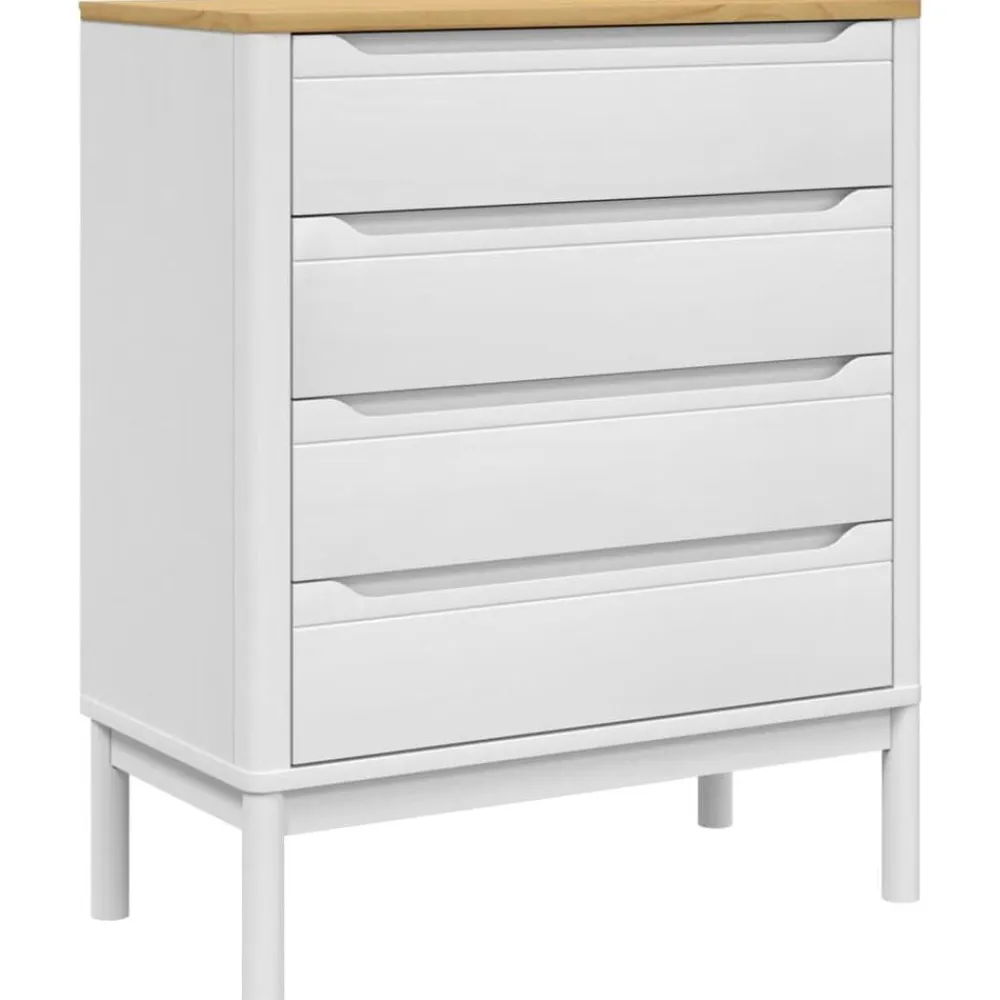vidaXL Cómoda cajonera FLORO madera maciza de pino Blanco