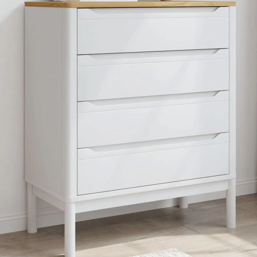 vidaXL Cómoda cajonera FLORO madera maciza de pino Blanco