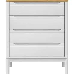 vidaXL Cómoda cajonera FLORO madera maciza de pino Blanco