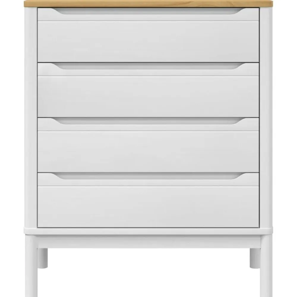 vidaXL Cómoda cajonera FLORO madera maciza de pino Blanco