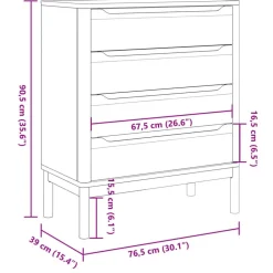 vidaXL Cómoda cajonera FLORO madera maciza de pino Blanco