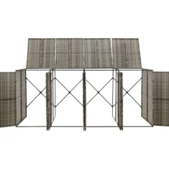 vidaXL Productos Del Hogar-Cobertizo 4 contenedores de basura ratán PE 274x80x117 cm
