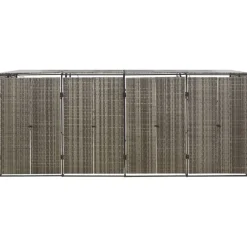 vidaXL Productos Del Hogar-Cobertizo 4 contenedores de basura ratán PE 274x80x117 cm