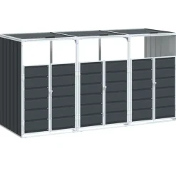 vidaXL Cobertizo 3 contenedores basura acero 216x81x115 cm Antracita Discount